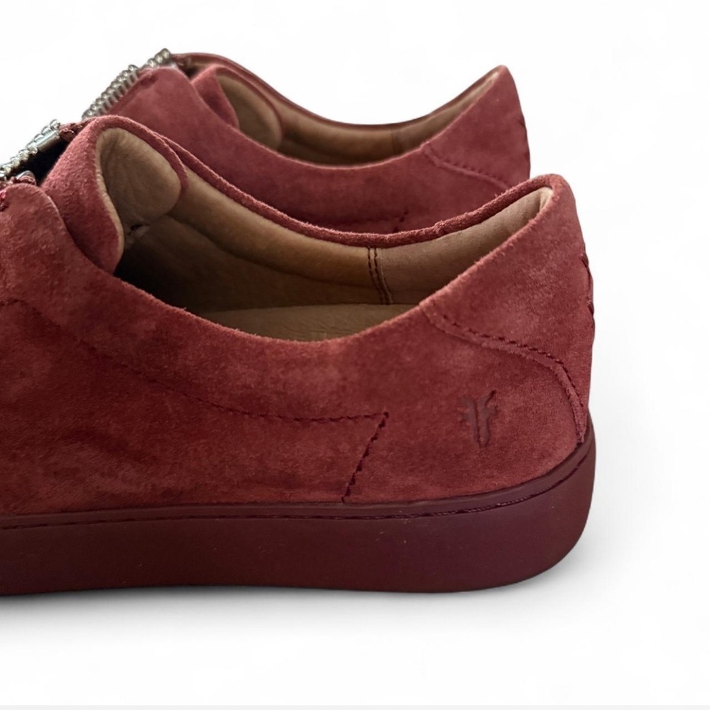 Frye Lena Zip Low Sneakers Red Suede Leather | Size 6M | MSRP $228 - Picture 4 of 8